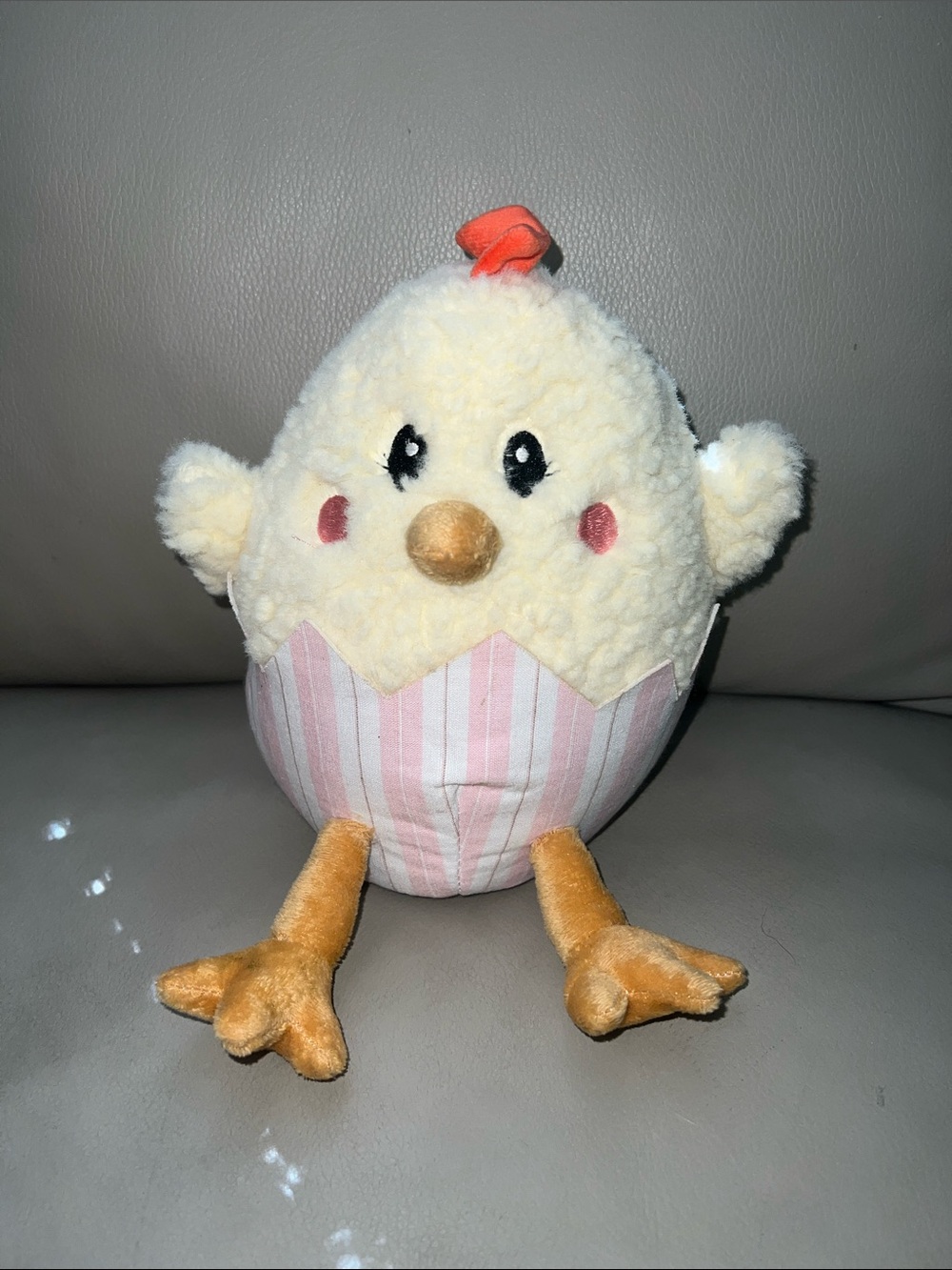 Plush Chick Soft Weighted Decoration in Light Yellow and Pink